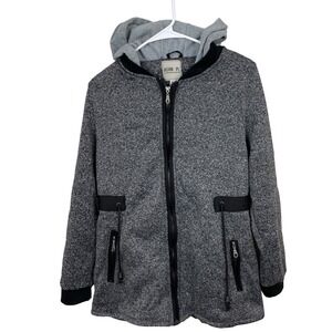 Astor PL Gray Zip Up Hooded Jacket with Pockets Activewear Outerwear SZ L.‎ NWT